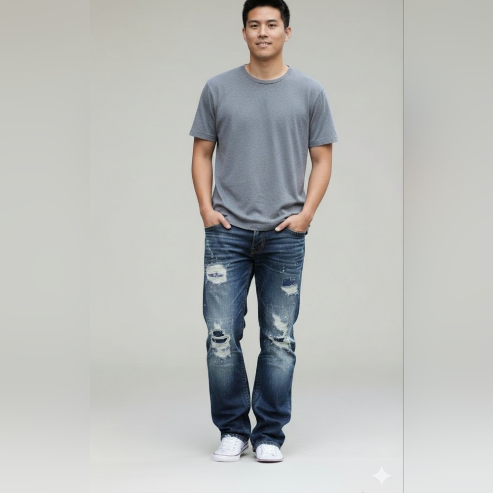 True Religion Men's Blue Distressed Jeans
